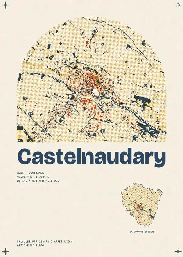 Affiche de Castelnaudary, calculée par 123-fr d'après l'IGN