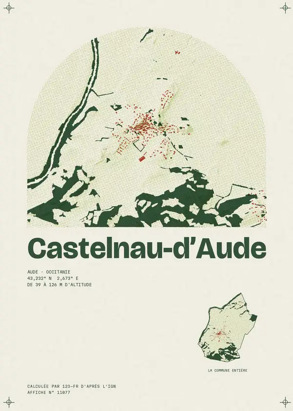 Affiche de Castelnau-d'Aude, calculée par 123-fr d'après l'IGN
