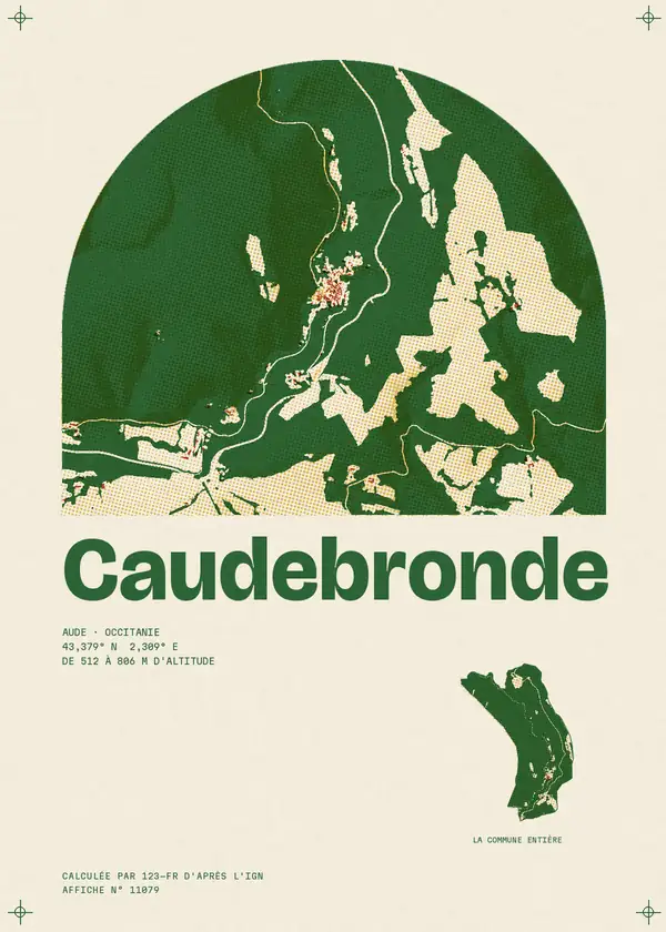 Affiche de Caudebronde, calculée par 123-fr d'après l'IGN