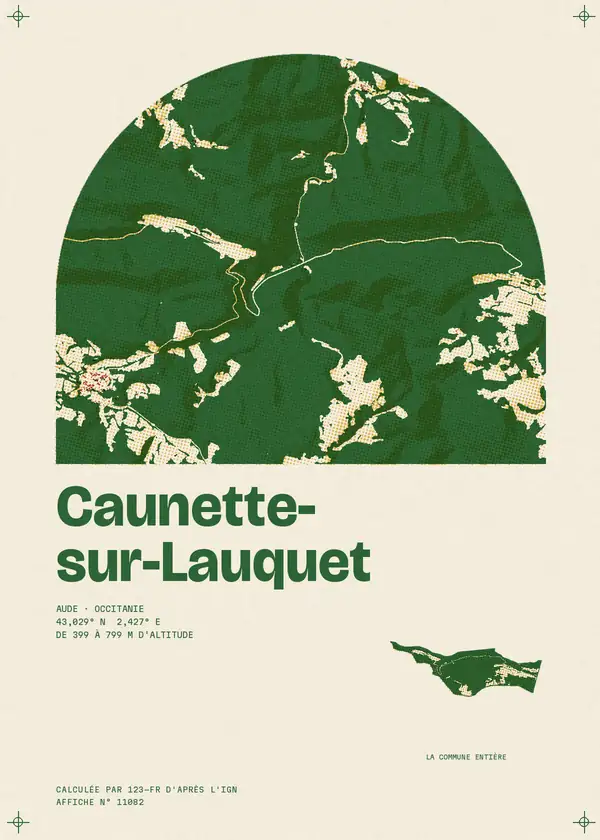 Affiche de Caunette-sur-Lauquet, calculée par 123-fr d'après l'IGN