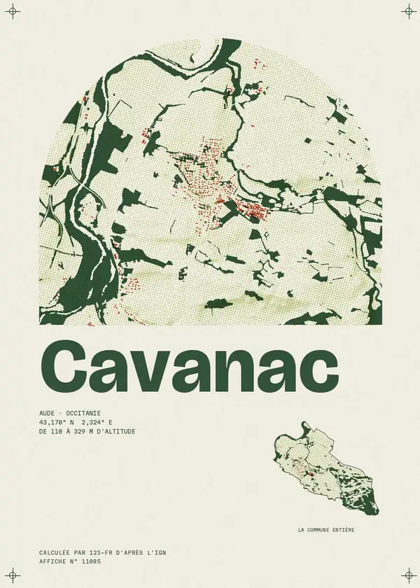 Affiche de Cavanac, calculée par 123-fr d'après l'IGN