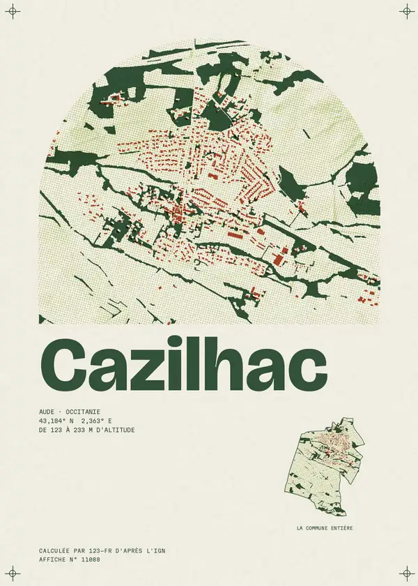 Affiche de Cazilhac, calculée par 123-fr d'après l'IGN