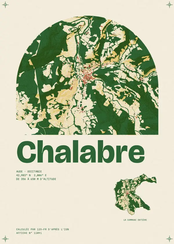 Affiche de Chalabre, calculée par 123-fr d'après l'IGN