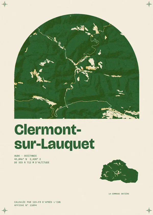 Affiche de Clermont-sur-Lauquet, calculée par 123-fr d'après l'IGN