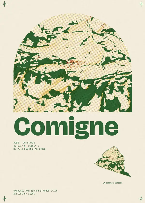 Affiche de Comigne, calculée par 123-fr d'après l'IGN