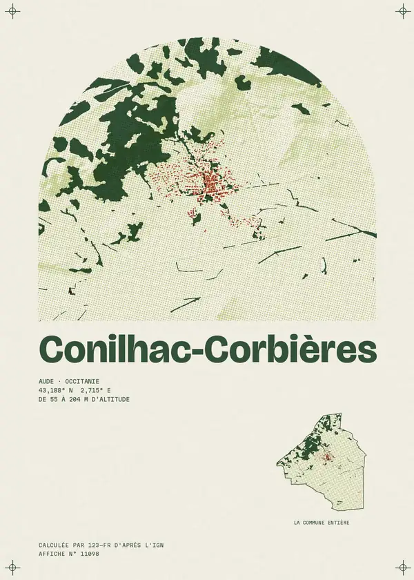 Affiche de Conilhac-Corbières, calculée par 123-fr d'après l'IGN