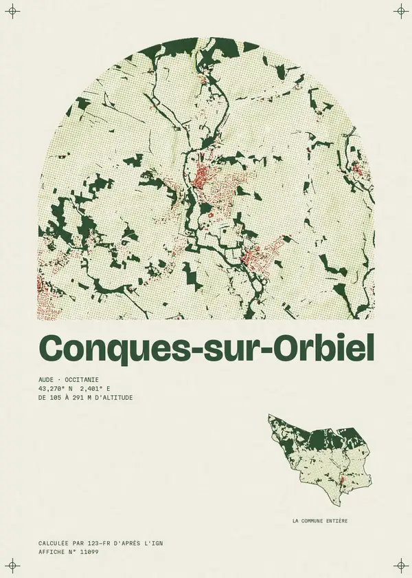 Affiche de Conques-sur-Orbiel, calculée par 123-fr d'après l'IGN
