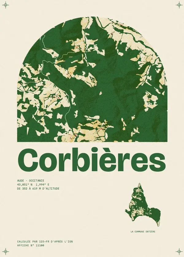 Affiche de Corbières, calculée par 123-fr d'après l'IGN
