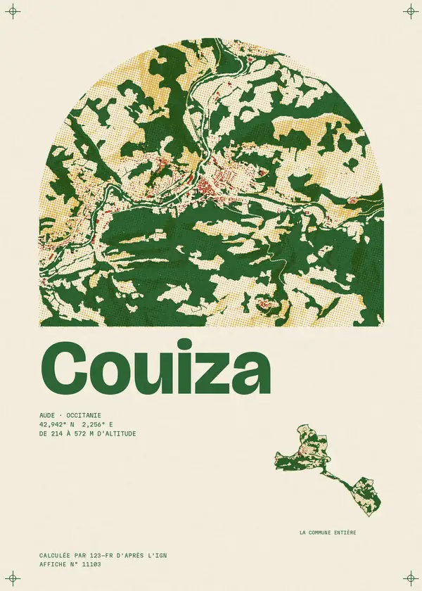 Affiche de Couiza, calculée par 123-fr d'après l'IGN