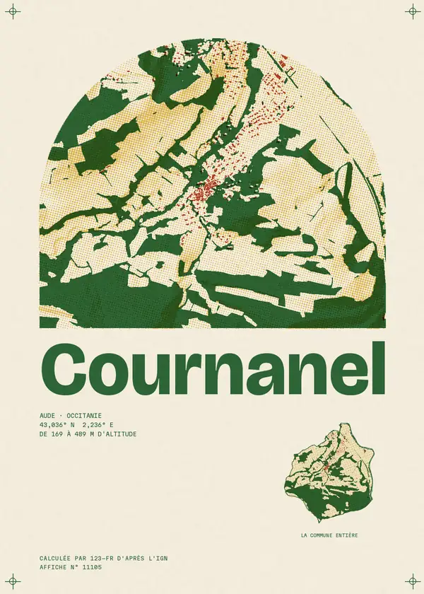 Affiche de Cournanel, calculée par 123-fr d'après l'IGN