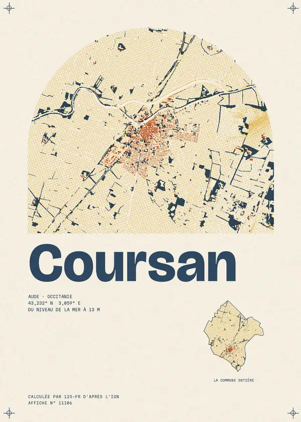 Affiche de Coursan, calculée par 123-fr d'après l'IGN
