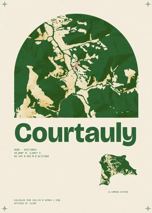 Affiche de Courtauly, calculée par 123-fr d'après l'IGN