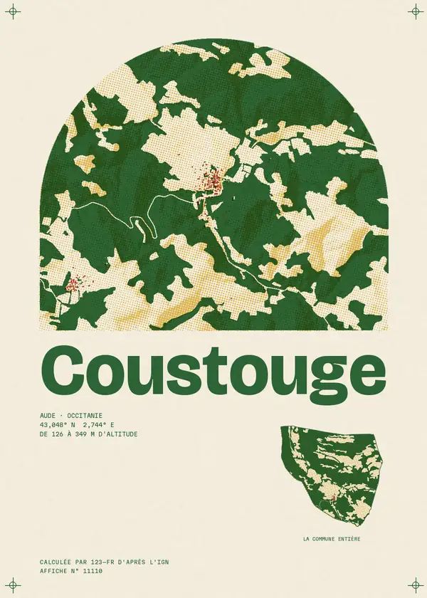 Affiche de Coustouge, calculée par 123-fr d'après l'IGN