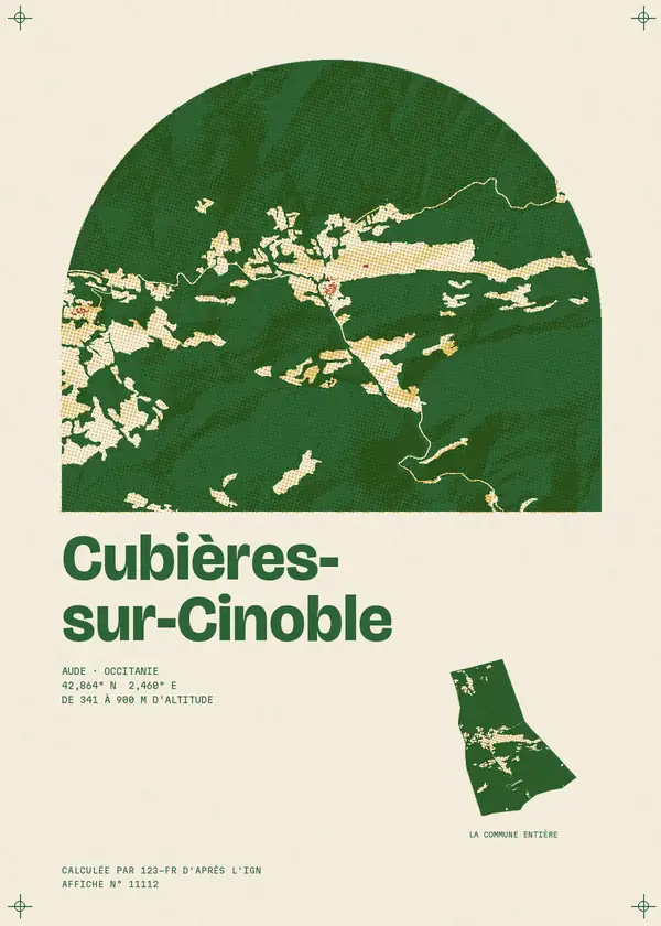 Affiche de Cubières-sur-Cinoble, calculée par 123-fr d'après l'IGN