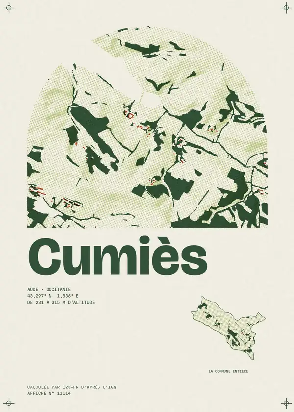Affiche de Cumiès, calculée par 123-fr d'après l'IGN