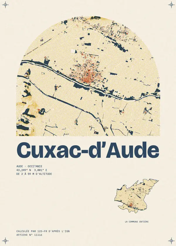 Affiche de Cuxac-d'Aude, calculée par 123-fr d'après l'IGN