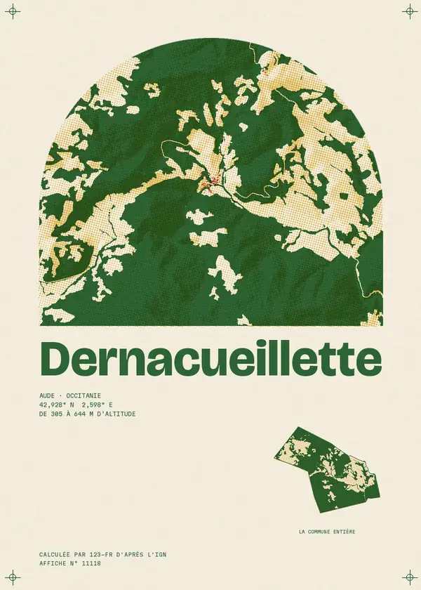 Affiche de Dernacueillette, calculée par 123-fr d'après l'IGN