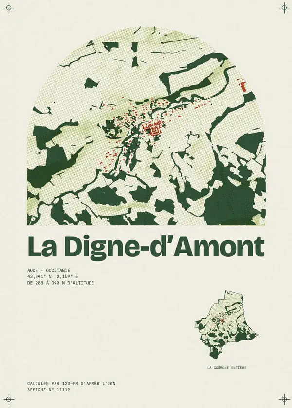 Affiche de La Digne-d'Amont, calculée par 123-fr d'après l'IGN