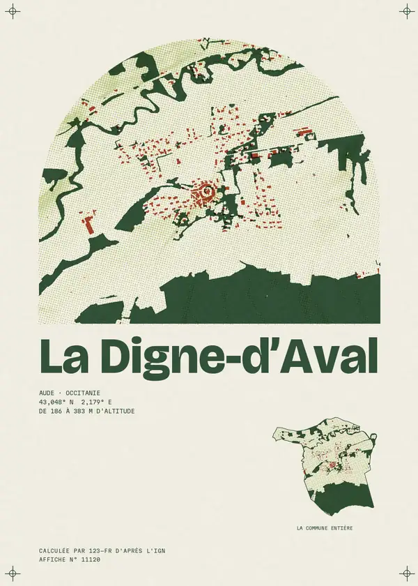 Affiche de La Digne-d'Aval, calculée par 123-fr d'après l'IGN