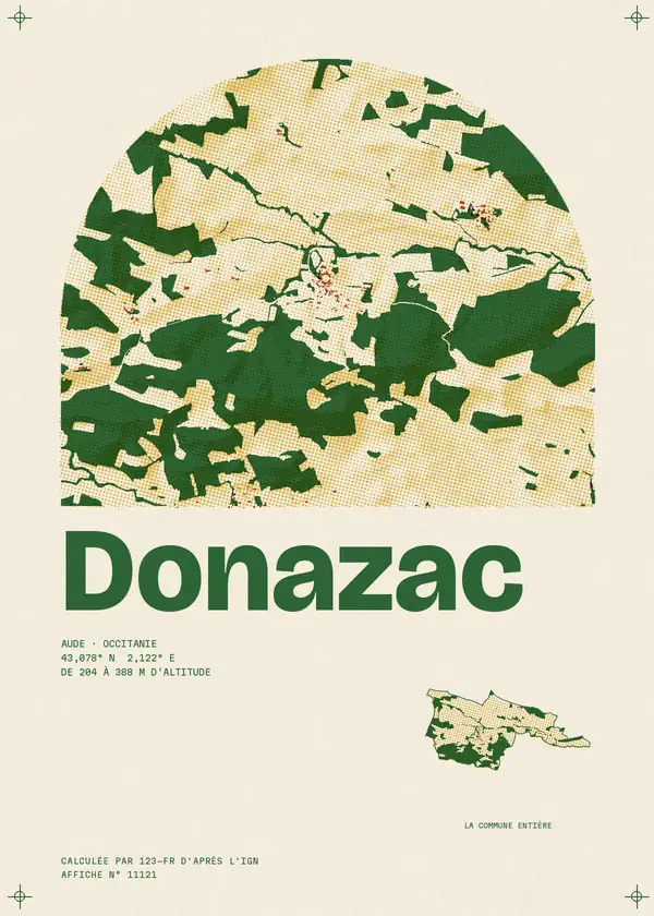 Affiche de Donazac, calculée par 123-fr d'après l'IGN
