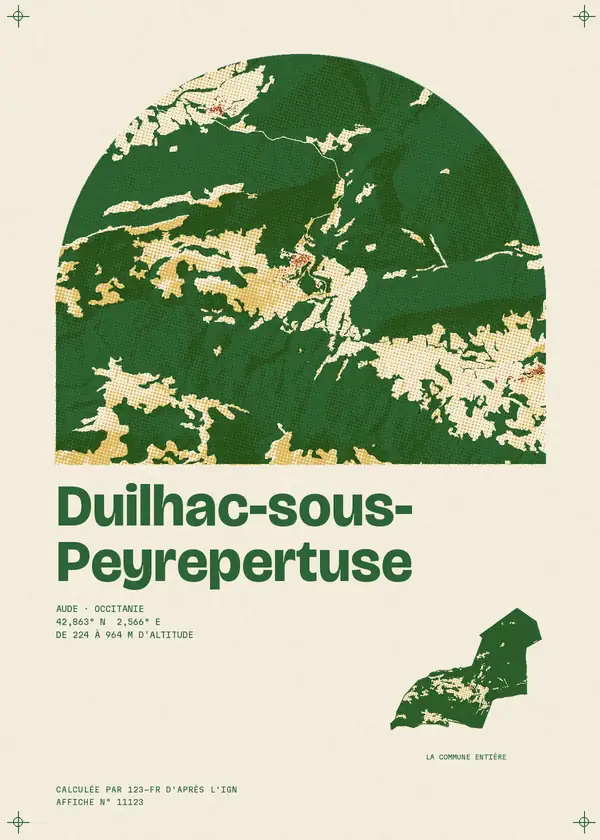 Affiche de Duilhac-sous-Peyrepertuse, calculée par 123-fr d'après l'IGN