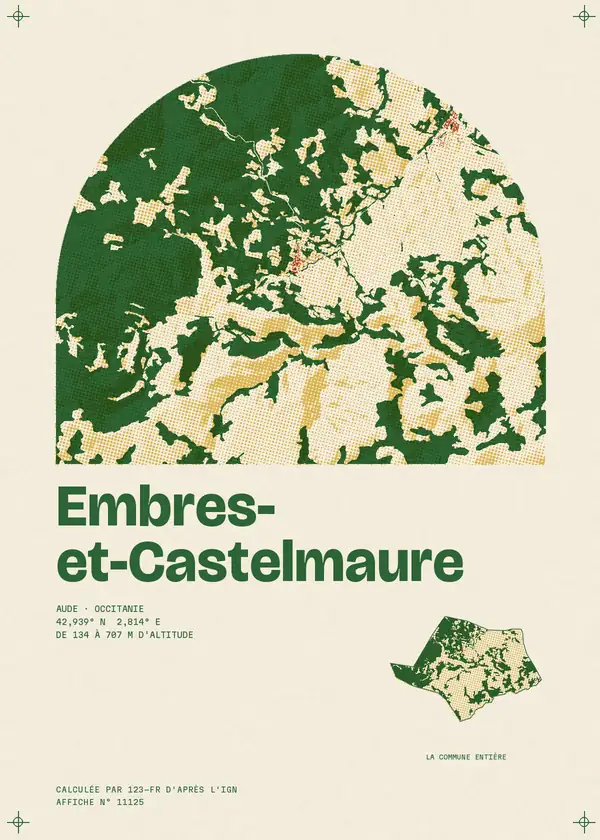 Affiche de Embres-et-Castelmaure, calculée par 123-fr d'après l'IGN