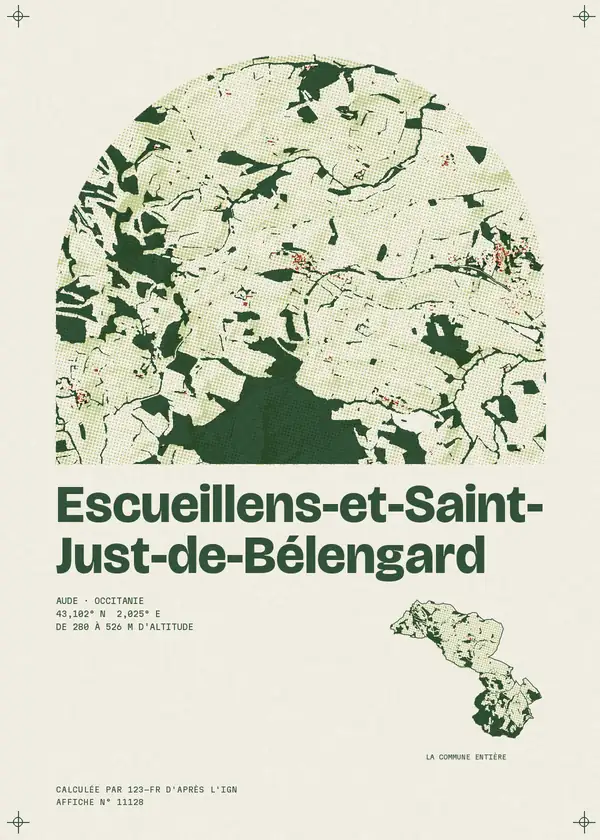 Affiche de Escueillens-et-Saint-Just-de-Bélengard, calculée par 123-fr d'après l'IGN