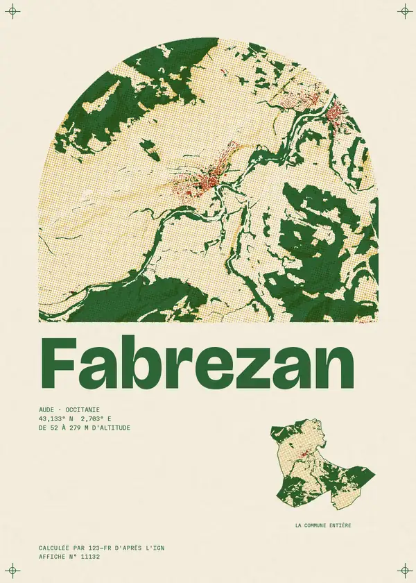 Affiche de Fabrezan, calculée par 123-fr d'après l'IGN