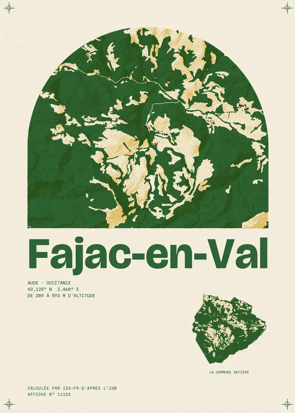 Affiche de Fajac-en-Val, calculée par 123-fr d'après l'IGN
