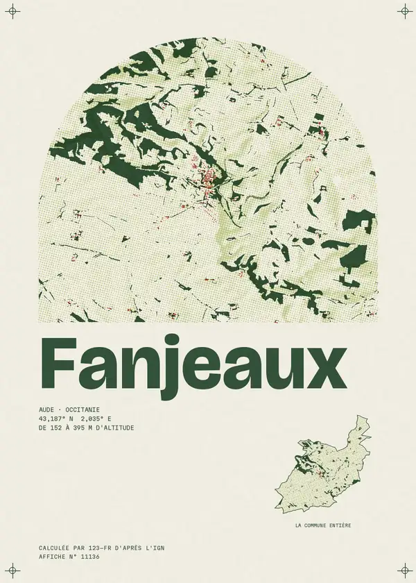 Affiche de Fanjeaux, calculée par 123-fr d'après l'IGN