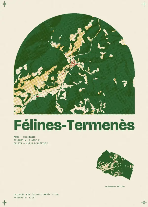 Affiche de Félines-Termenès, calculée par 123-fr d'après l'IGN