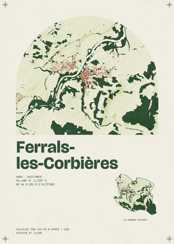 Affiche de Ferrals-les-Corbières, calculée par 123-fr d'après l'IGN