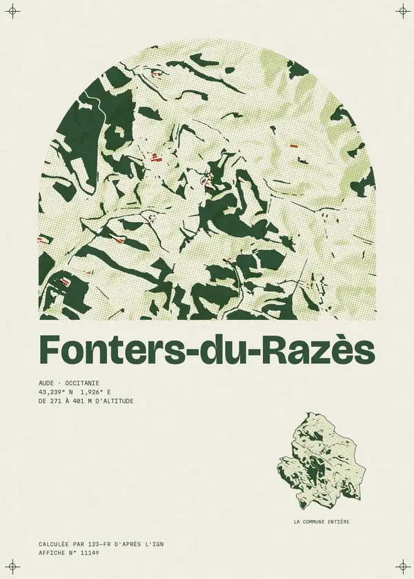 Affiche de Fonters-du-Razès, calculée par 123-fr d'après l'IGN
