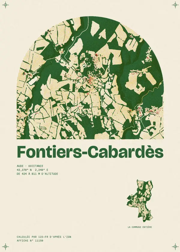 Affiche de Fontiers-Cabardès, calculée par 123-fr d'après l'IGN