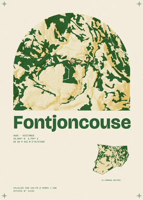 Affiche de Fontjoncouse, calculée par 123-fr d'après l'IGN
