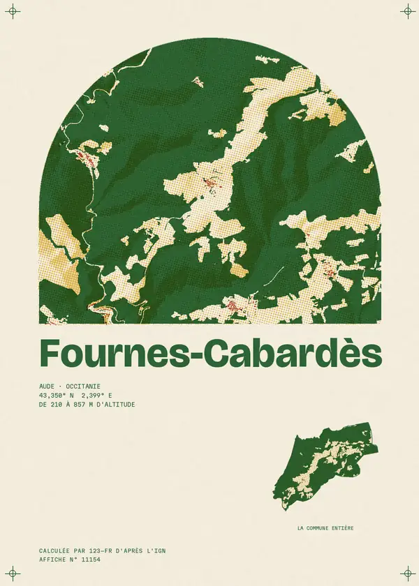 Affiche de Fournes-Cabardès, calculée par 123-fr d'après l'IGN