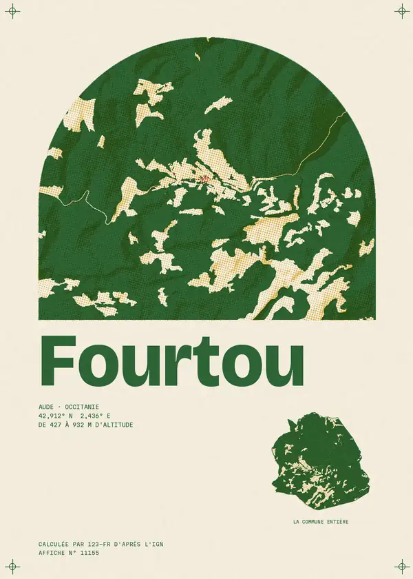 Affiche de Fourtou, calculée par 123-fr d'après l'IGN