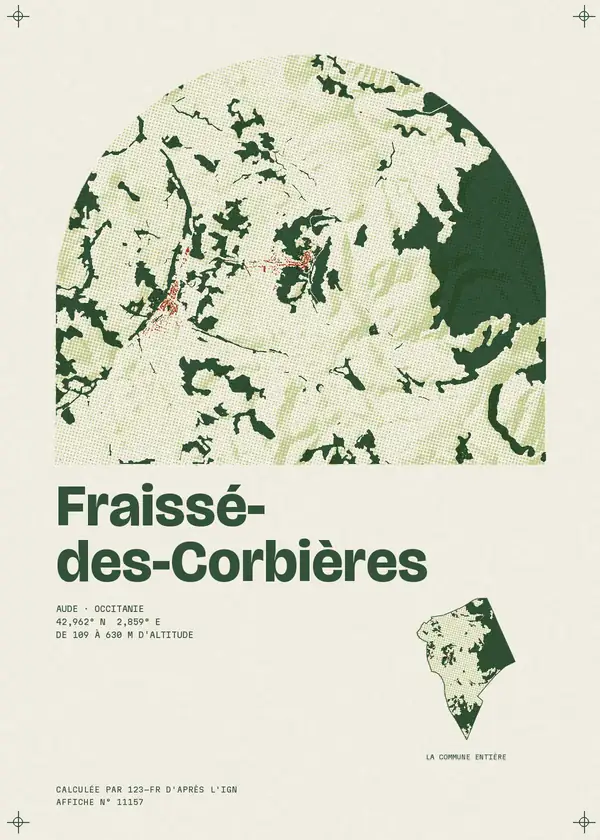 Affiche de Fraissé-des-Corbières, calculée par 123-fr d'après l'IGN