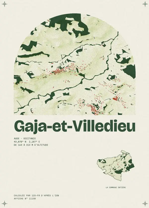 Affiche de Gaja-et-Villedieu, calculée par 123-fr d'après l'IGN