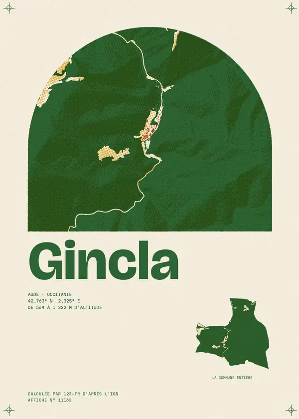 Affiche de Gincla, calculée par 123-fr d'après l'IGN