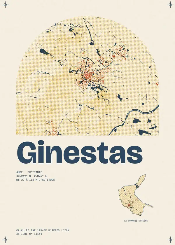 Affiche de Ginestas, calculée par 123-fr d'après l'IGN