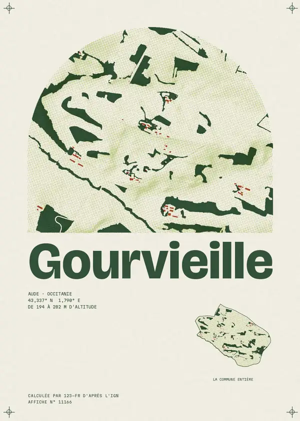 Affiche de Gourvieille, calculée par 123-fr d'après l'IGN