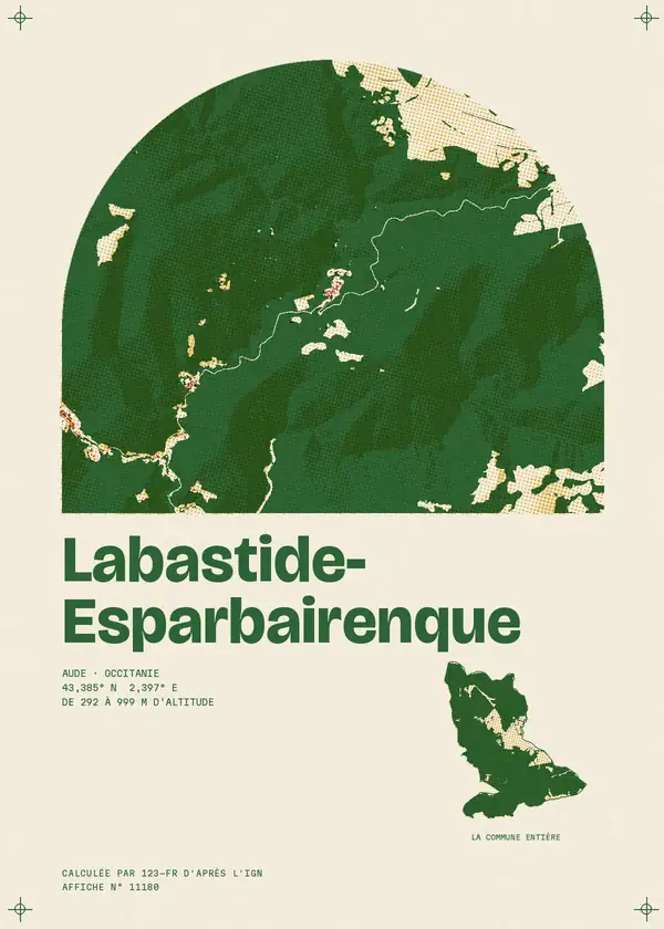 Affiche de Labastide-Esparbairenque, calculée par 123-fr d'après l'IGN