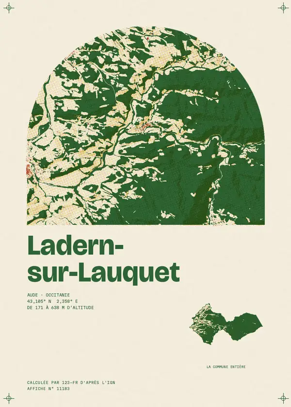 Affiche de Ladern-sur-Lauquet, calculée par 123-fr d'après l'IGN