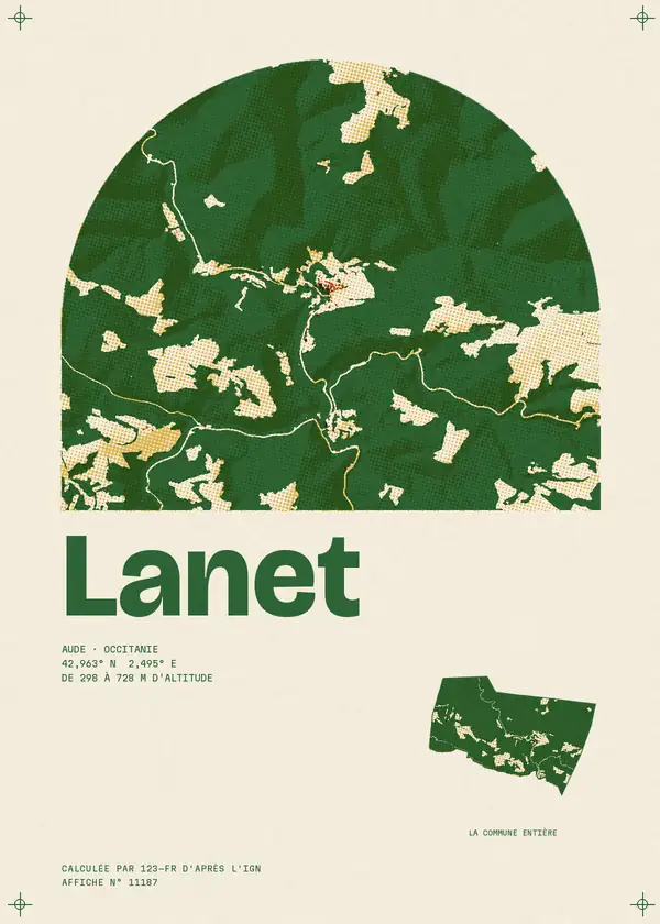 Affiche de Lanet, calculée par 123-fr d'après l'IGN