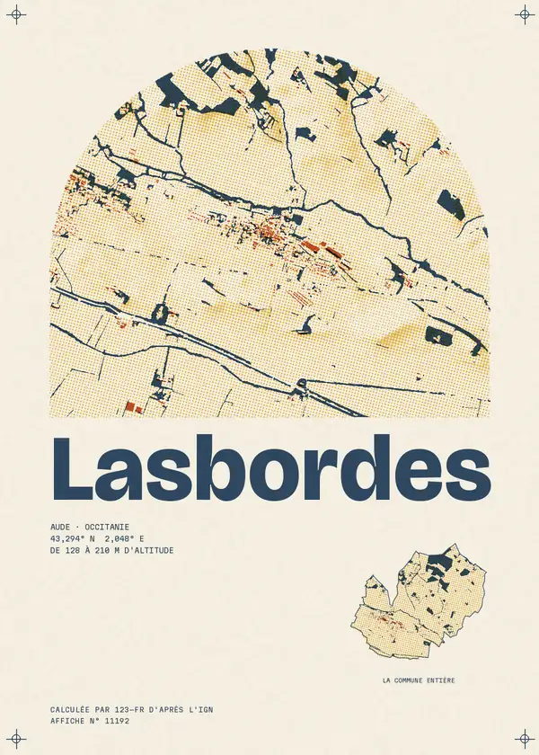 Affiche de Lasbordes, calculée par 123-fr d'après l'IGN