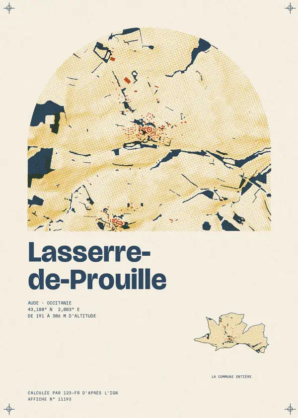 Affiche de Lasserre-de-Prouille, calculée par 123-fr d'après l'IGN