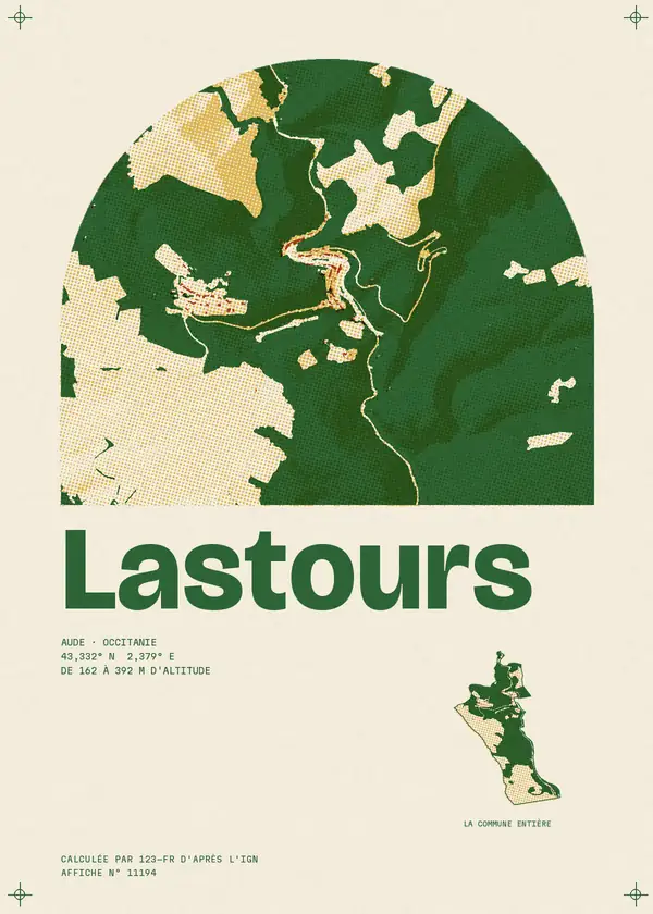 Affiche de Lastours, calculée par 123-fr d'après l'IGN