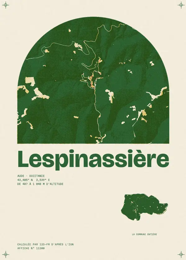 Affiche de Lespinassière, calculée par 123-fr d'après l'IGN