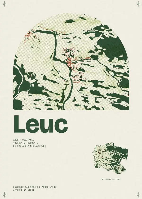 Affiche de Leuc, calculée par 123-fr d'après l'IGN